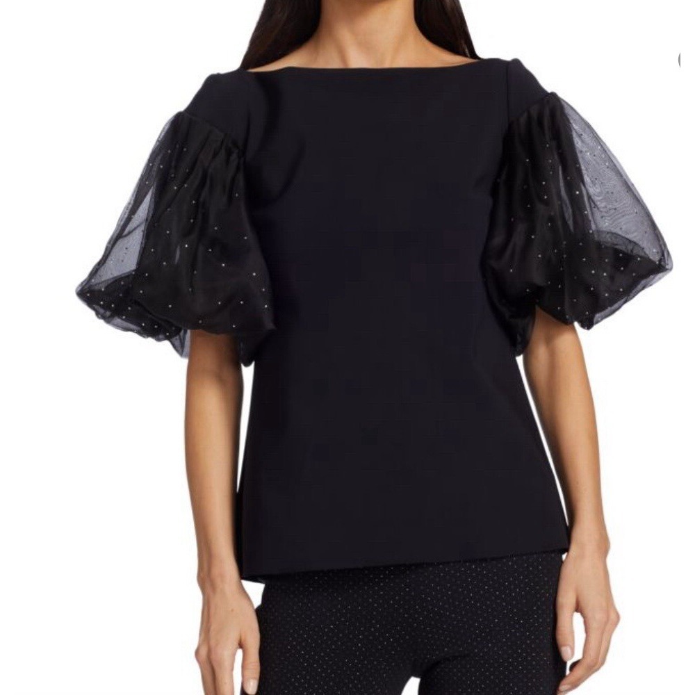 Chiara Boni La Petitie Robe Audy Organza Puff Sleeve Blouse Womens 14 Whimsigoth